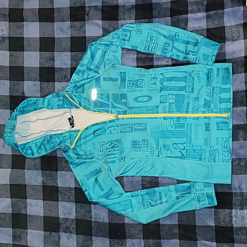 Vintage. 90s. Oakley. Full-zip. Cycling Hoodie. Reflective. Like-new. Small